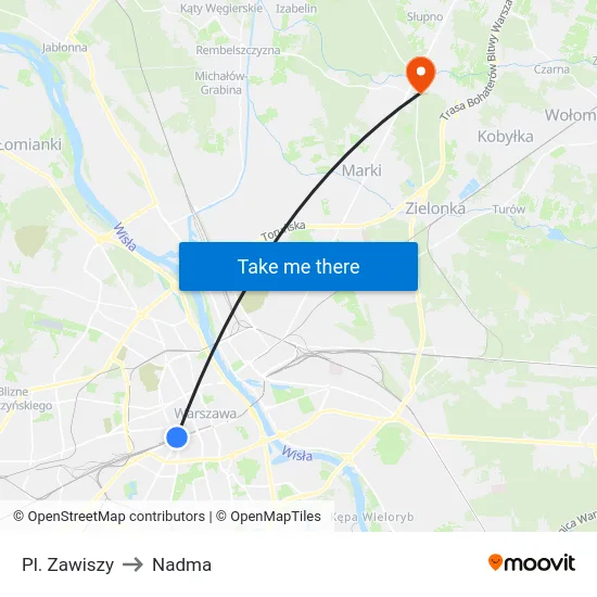 Pl. Zawiszy to Nadma map