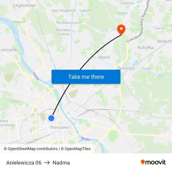 Anielewicza to Nadma map