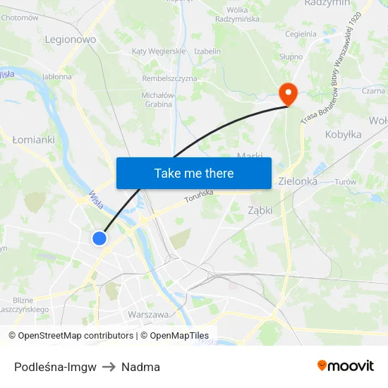 Podleśna - IMGW to Nadma map