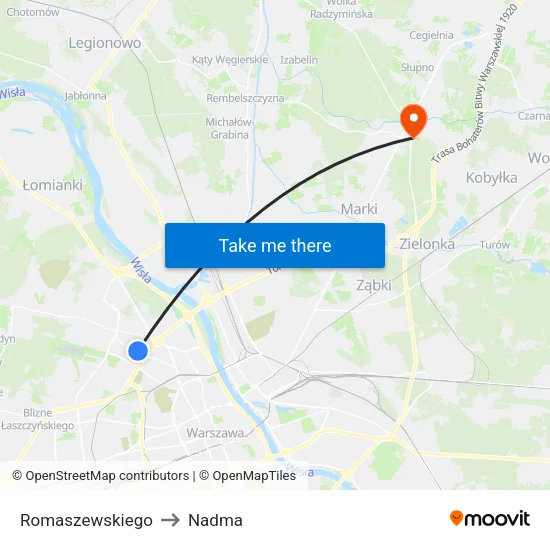 Romaszewskiego to Nadma map