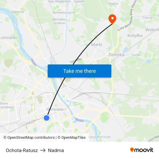 Ochota - Ratusz to Nadma map