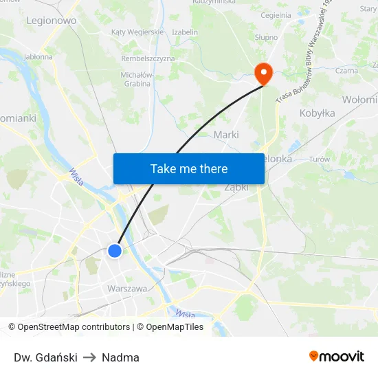 Dw. Gdański to Nadma map