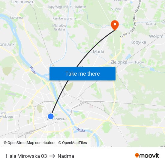 Hala Mirowska to Nadma map