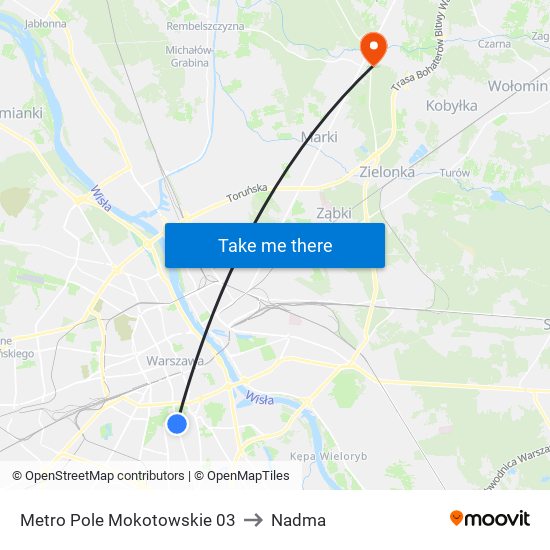 Metro Pole Mokotowskie 03 to Nadma map