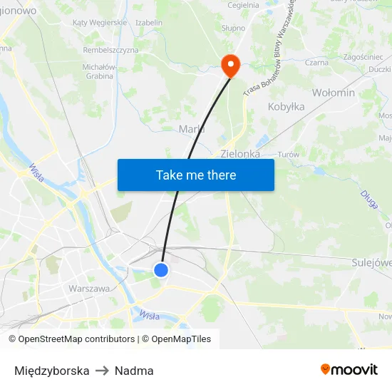 Międzyborska to Nadma map