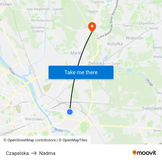 Czapelska to Nadma map