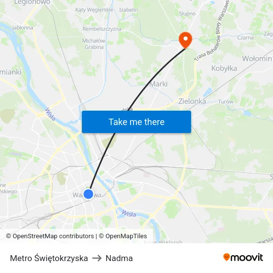Metro Świętokrzyska to Nadma map