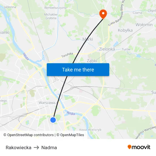 Rakowiecka to Nadma map