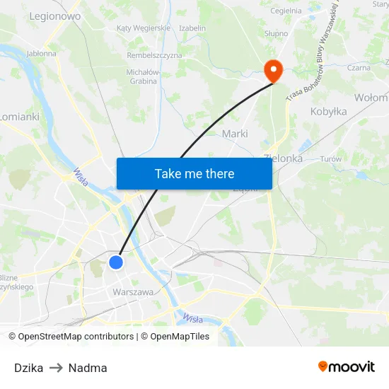 Dzika to Nadma map