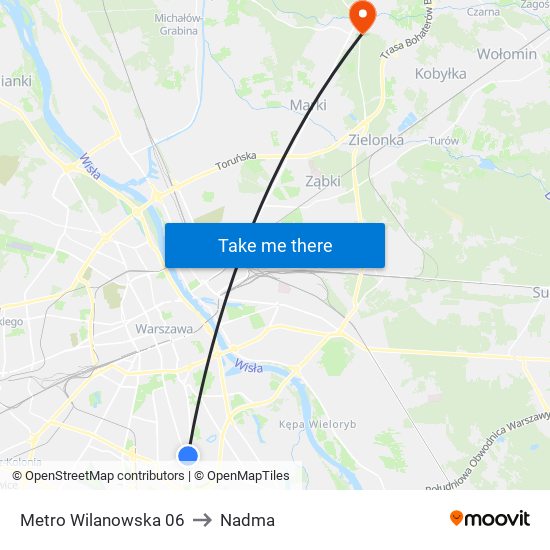 Metro Wilanowska 06 to Nadma map