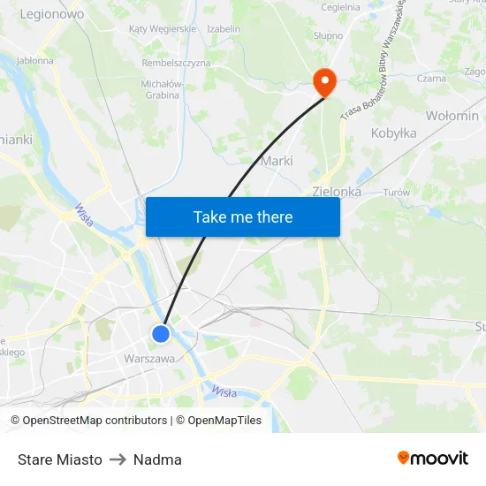 Stare Miasto to Nadma map