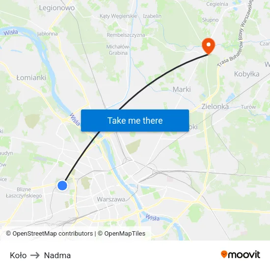 Koło to Nadma map