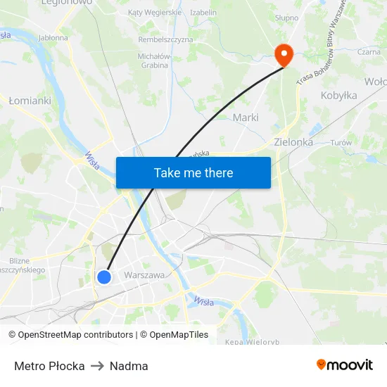 Metro Płocka to Nadma map