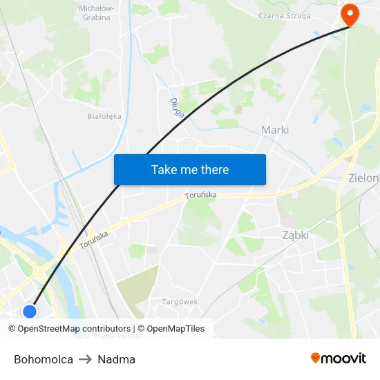 Bohomolca to Nadma map