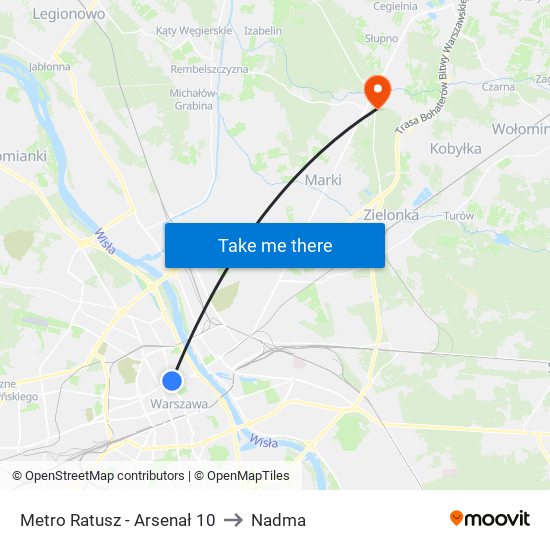 Metro Ratusz Arsenał to Nadma map