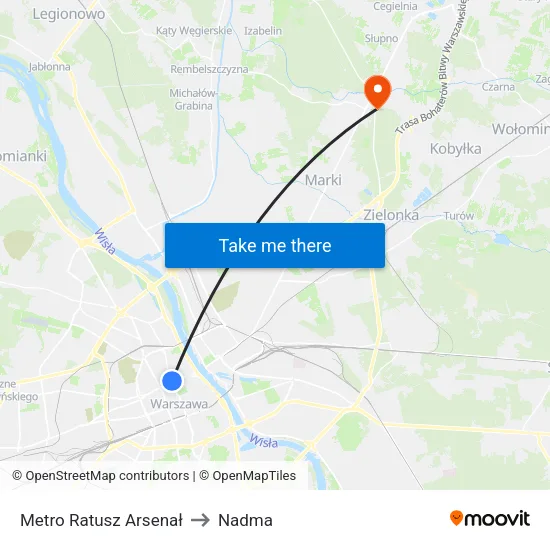 Metro Ratusz Arsenał to Nadma map