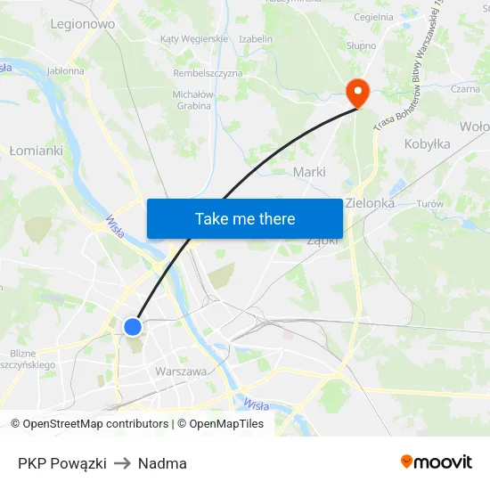 PKP Powązki to Nadma map