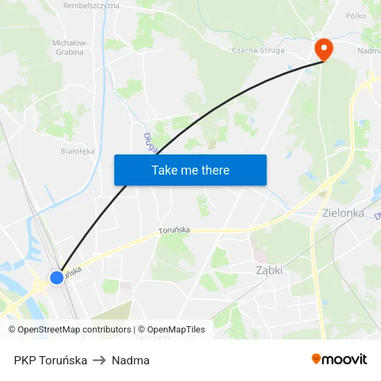 PKP Toruńska to Nadma map