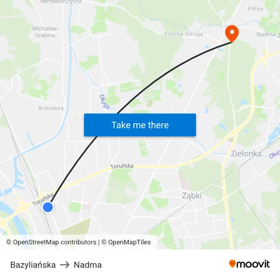 Bazyliańska to Nadma map