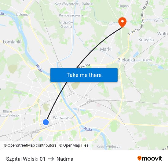 Szpital Wolski 01 to Nadma map