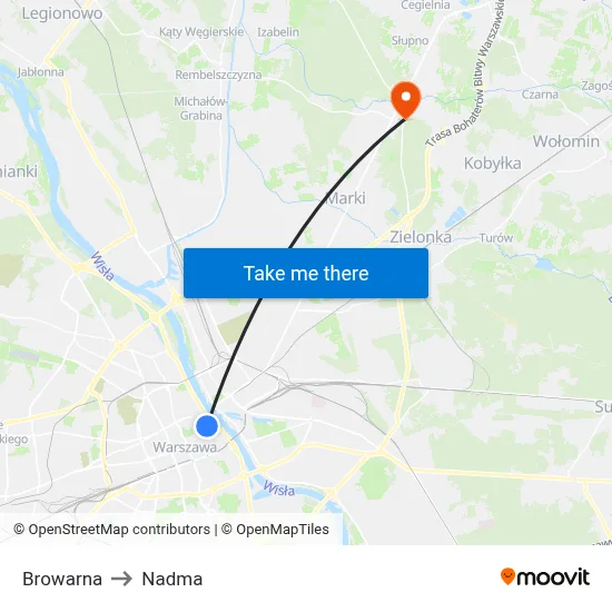 Browarna to Nadma map