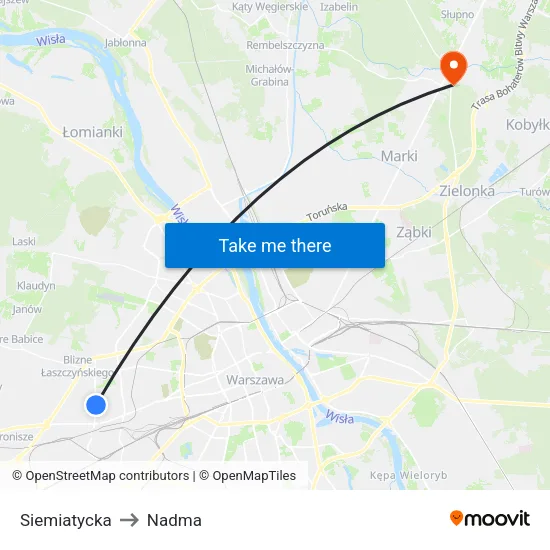 Siemiatycka to Nadma map