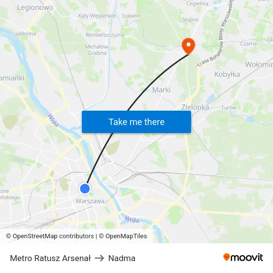 Metro Ratusz Arsenał to Nadma map