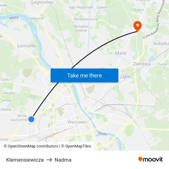 Klemensiewicza to Nadma map