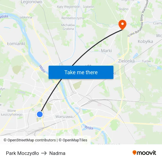 Park Moczydło to Nadma map