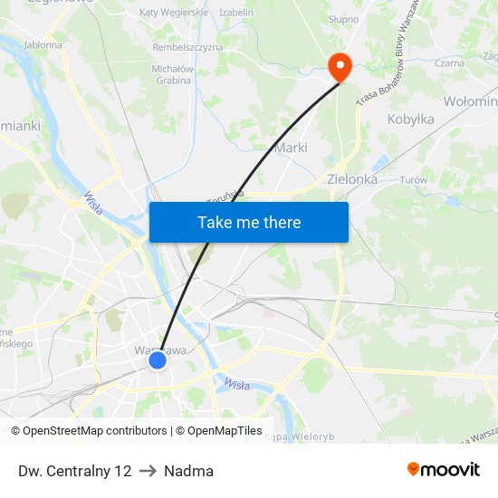 Dw. Centralny 12 to Nadma map