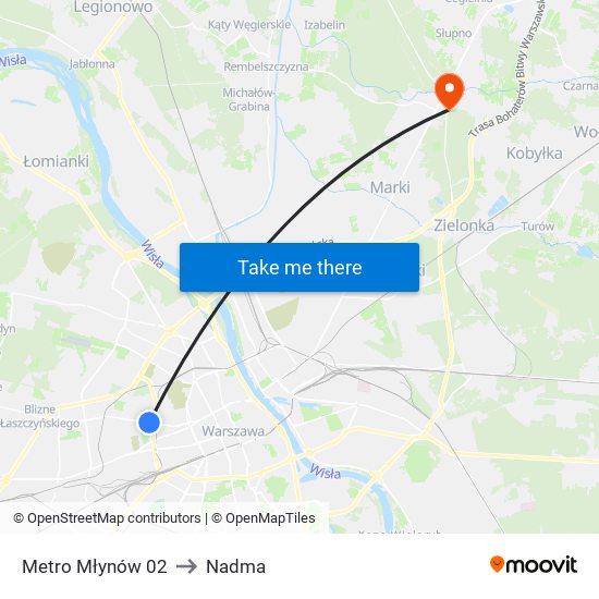 Metro Młynów to Nadma map