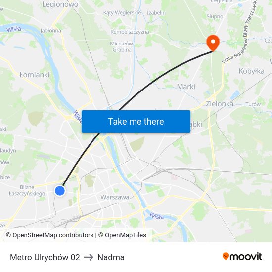 Metro Ulrychów to Nadma map