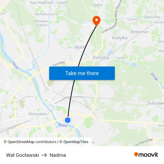 Wał Gocławski to Nadma map