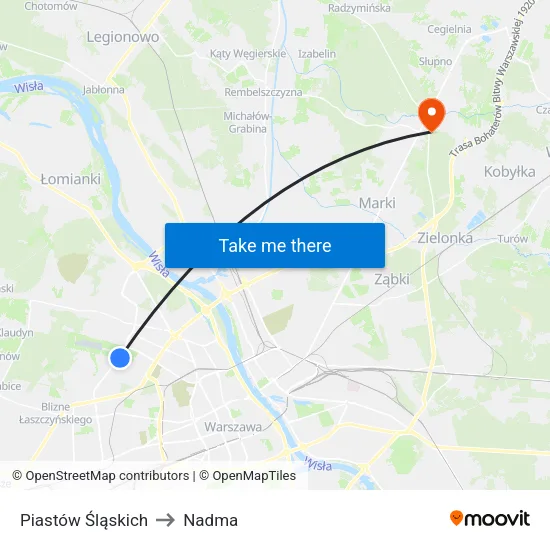 Piastów Śląskich to Nadma map