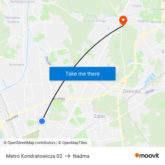 Metro Kondratowicza 02 to Nadma map