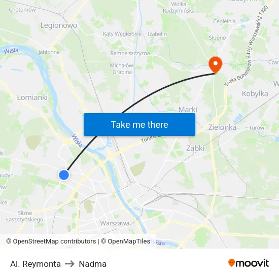 Al. Reymonta to Nadma map