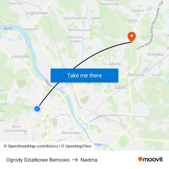 Ogrody Działkowe Bemowo to Nadma map