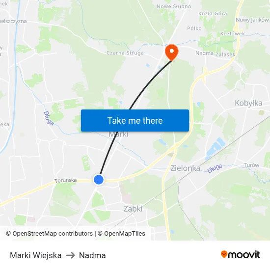 Marki Wiejska to Nadma map