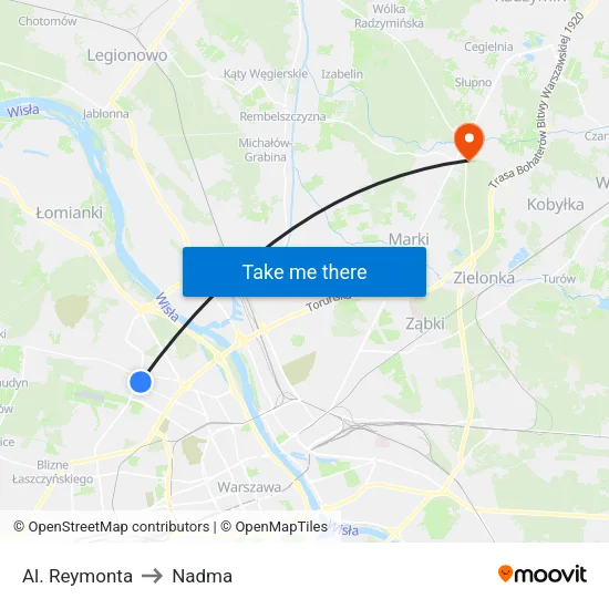 Al. Reymonta to Nadma map