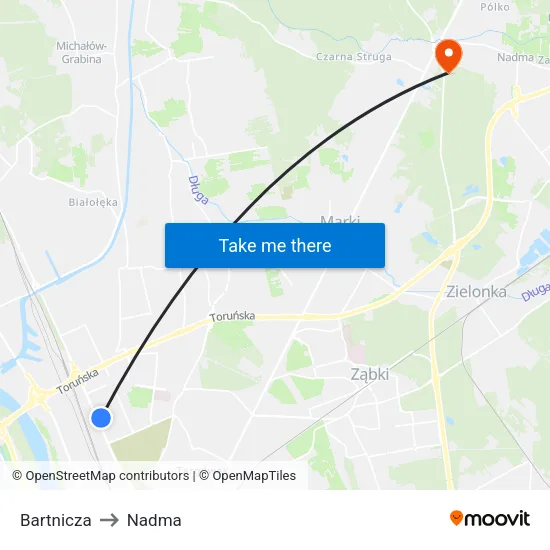 Bartnicza to Nadma map