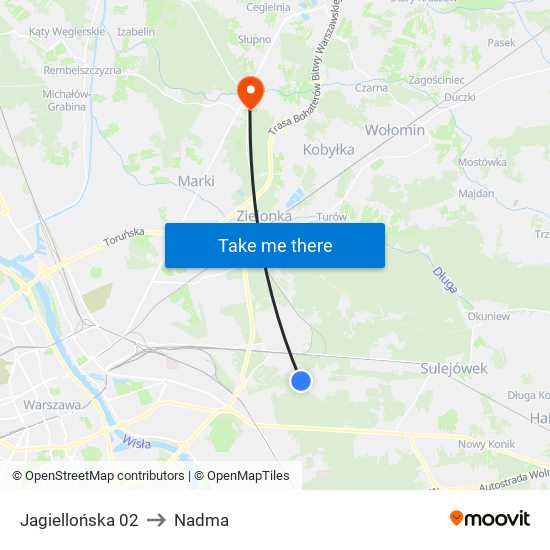 Jagiellońska 02 to Nadma map