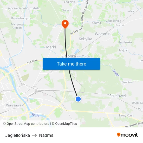 Jagiellońska to Nadma map