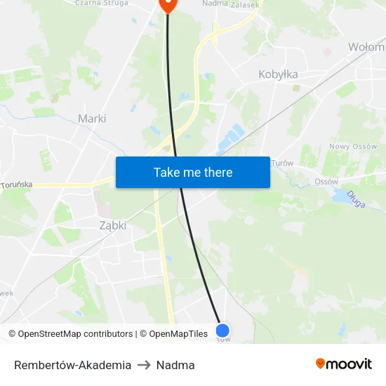 Rembertów - Akademia to Nadma map