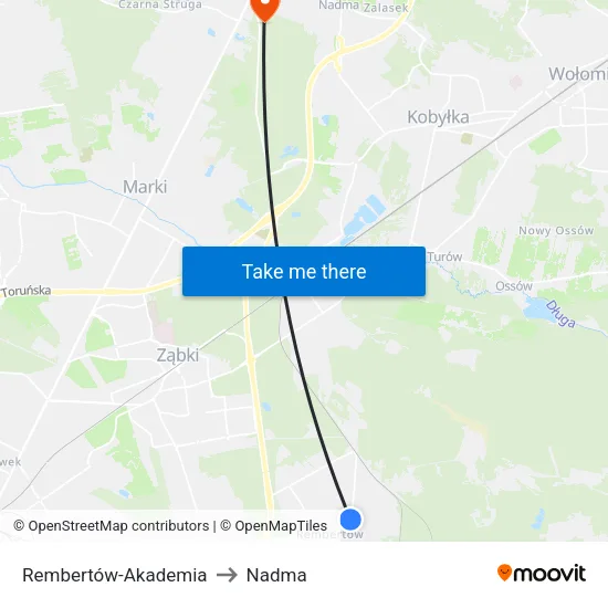 Rembertów - Akademia to Nadma map