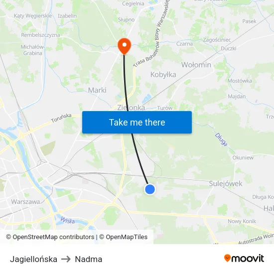 Jagiellońska to Nadma map