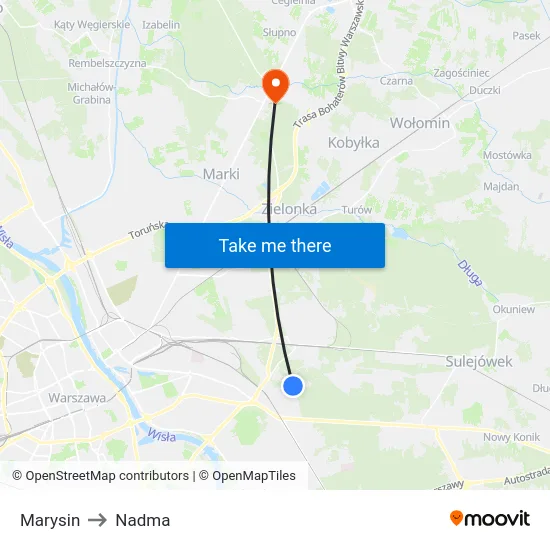 Marysin to Nadma map