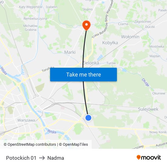 Potockich to Nadma map