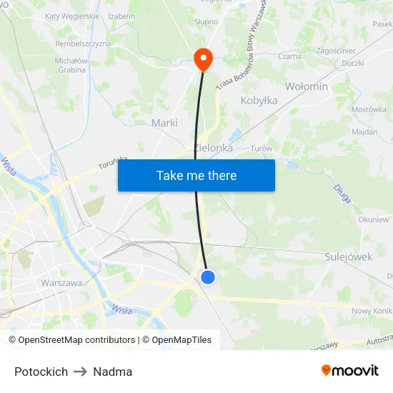 Potockich to Nadma map