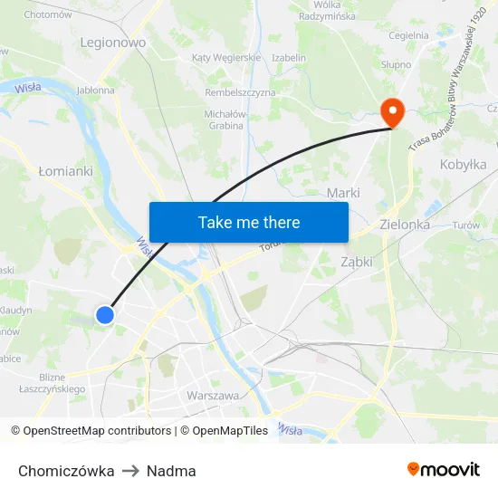 Chomiczówka to Nadma map