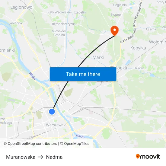 Muranowska to Nadma map